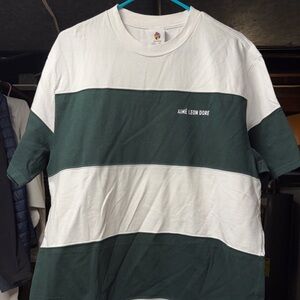 Aime Leon Dore Forest Green and White Striped Tee